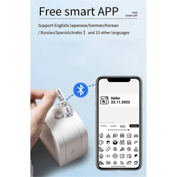 P12 Etikettmaskin Bluetooth Etikettskrivare Stöder Flera Materialetiketter, med 4-pack Vit Etiketttejp