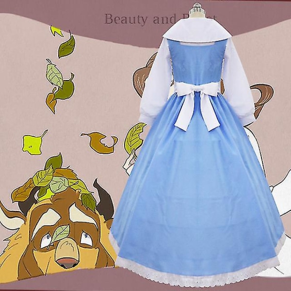 Beauty and the Beast Anime Blue Maid Costume Cosplay Maid Costume Belle Princess Maxiklänning XL