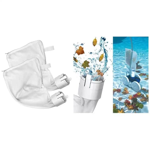 2-pack poolrengöringspåsar med filter, dragkedjepåse
