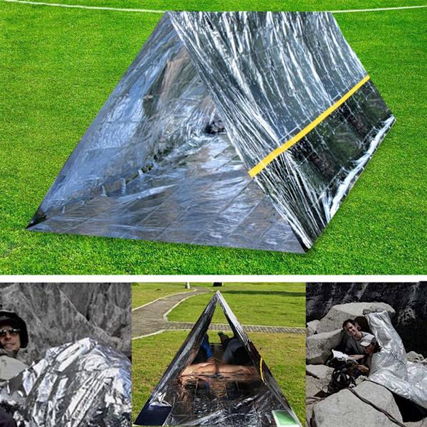 Utomhus bärbar PE Emergency Survival Tent Sovsäck silver