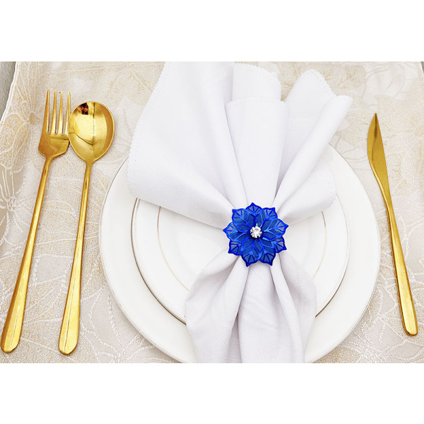 Hule Blomster Servietringe Sæt med 20 til Bryllupsfest Feriebanket Julemiddag Delikate Servietholdere Dekor Favor () Royal Blue