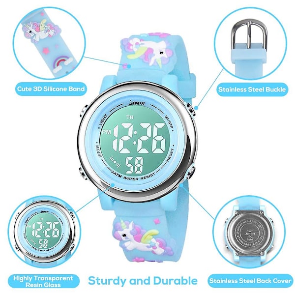 Digital watch för barn, 3D tecknad watch för 3-10 år