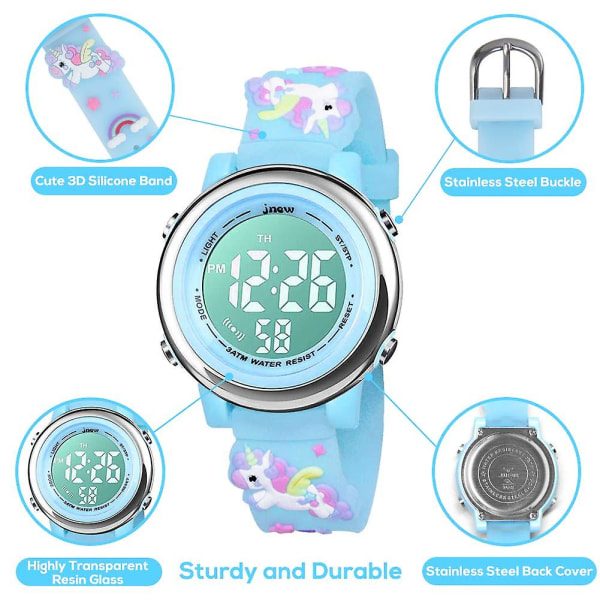 Digital watch för barn, 3D tecknad watch för 3-10 år gamla pojkar, flickor, datumvisning
