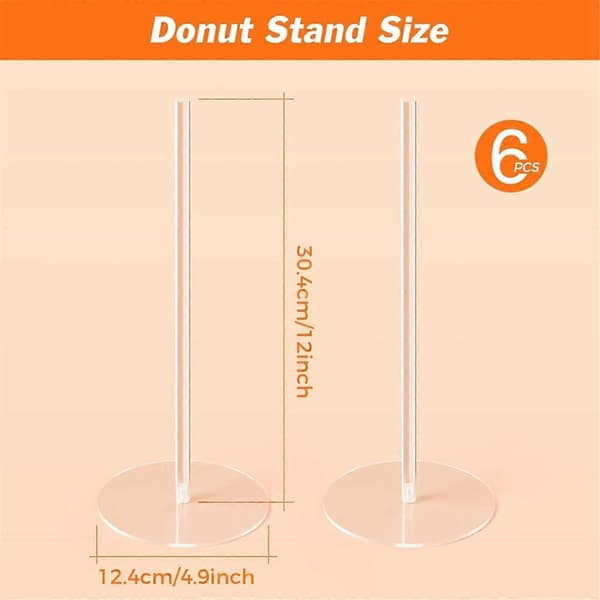 Munkställ 6-pack, Bagelställ i akryl, Munkdisplayställ för dessertbord, Bageldisplaytorn för födelsedag, bröllop