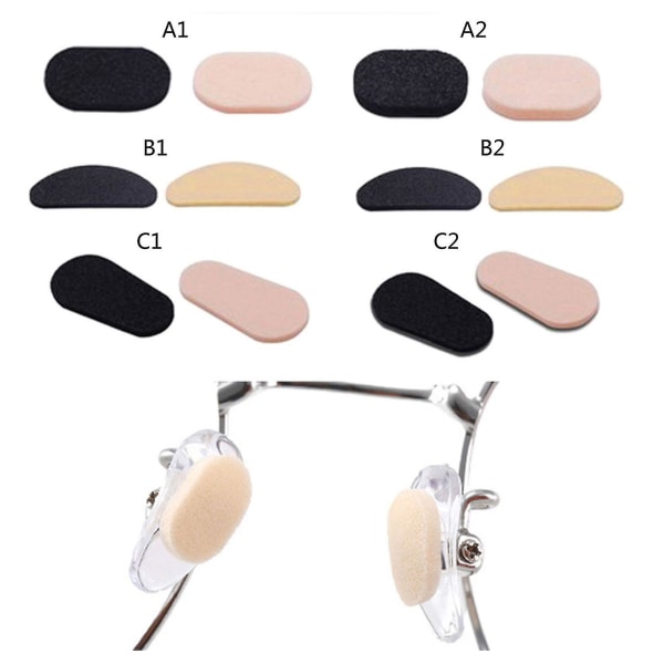 40 delar självhäftande nässkydd för glasögon, solglasögon, läsglasögon Black Oval 1mm