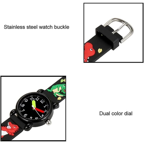 Barnklockor,Klockor för barn, Toddler , Barnklocka Watch Dinosauriemönster Vattentät PVC - armband Quartz Watch