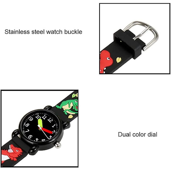 Barnklockor,Klockor för barn, Toddler , Barnklocka Watch Dinosauriemönster Vattentät PVC - armband Quartz Watch