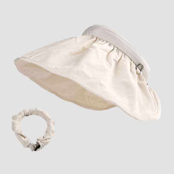 (Beige) Damvisir, UV-skyddande Visirkeps, Vikbar Hatt, Bred Brätte