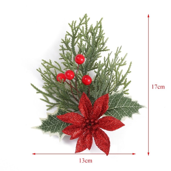 2 kpl Xmas pitkä neulanen keinotekoinen punainen marja PUNAINEN Red