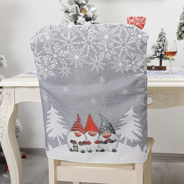 Set med 2 stretchiga tvättbara julstolsryggöverdrag för middagar