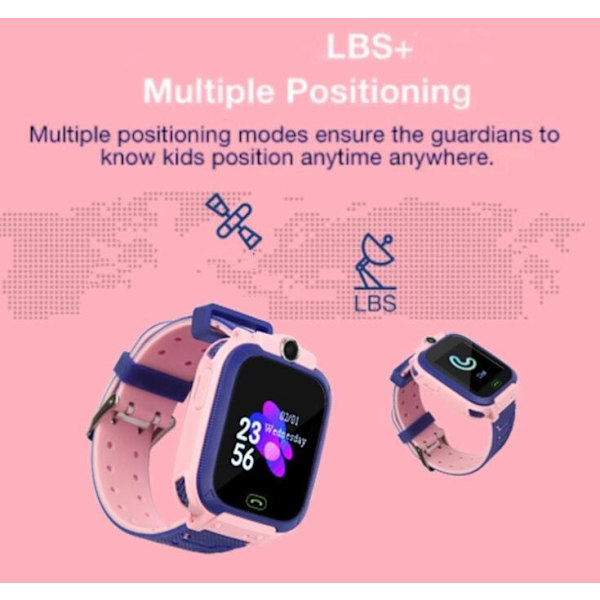 GPS-positionerande smart watch för barn PINK Requires card