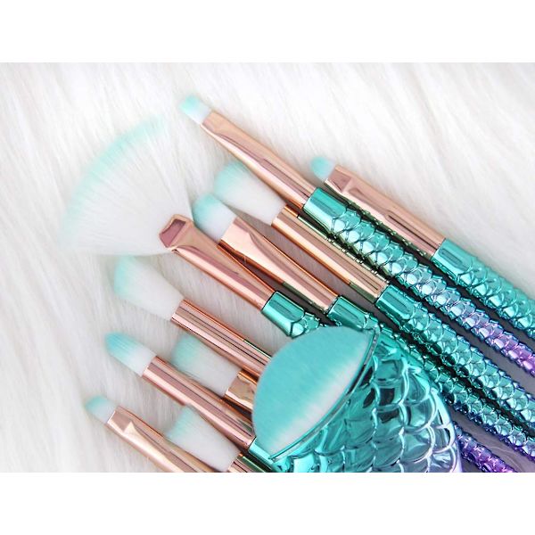 11 st Mermaid Brush Set, pulverkräm Eyeliner Kosmetisk dölja (Multicolor A)