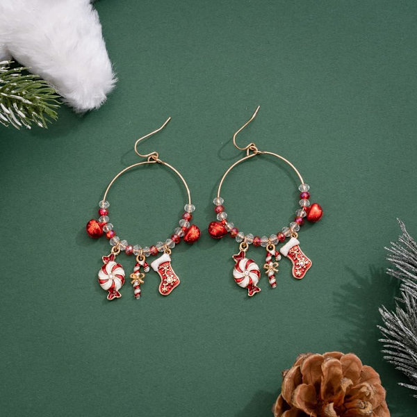Christmas Dangle Teardrop örhängen för kvinnor, Gold Snowflake och Star