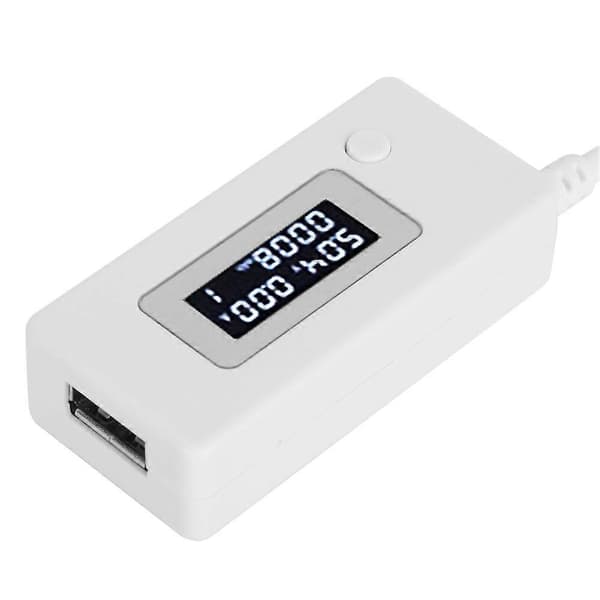 LCD-skjerm bakgrunnsbelysning USB-detektor Amperemeter Voltmeter Ladekapasitetstester Måler 4-30V Hvit