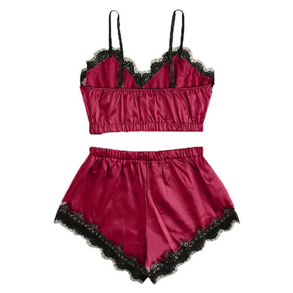 Naisten seksikkäät olkaimet seksikäs asu jaetut olkaimet pyjama Wine red M