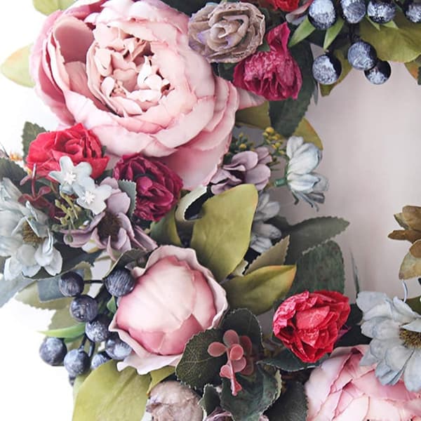 Dörrkrans, konstgjorda blommor pionkrans - Fyra årstider fram