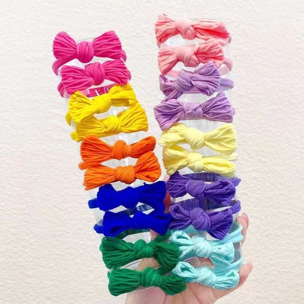 20 stycken Gradient Candy Color Bow Handduk Ring High Stretch Hår