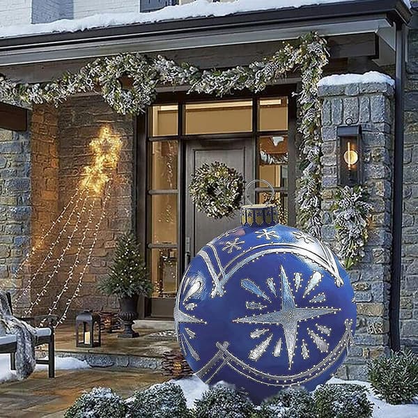 Juletretopper Utendørs julepyntkuler - 24 tommers julekuler (blå snøfnugg)