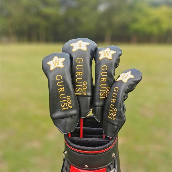Golf Woods Headcovers Golf Club Head Covers SVART 2 2 Black 2-2