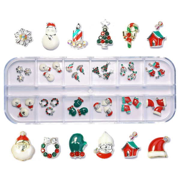 Christmas Nail Charms Nail Art Legering Rhinestones Tillbehör Julserie Blandad Nail Art Dekor för DIY Nails Ornament 2