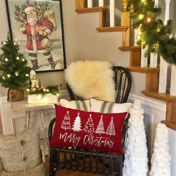Merry Christmas Cover Farmhouse Christmas Throw Lumbar style1