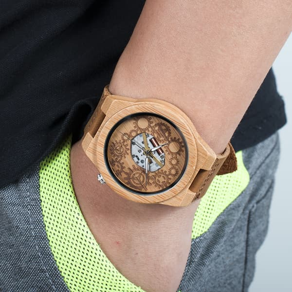 ##/Kvartsur & premium träklocka i naturträ analog herrur 1 styck##/