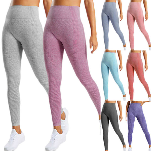 Dame Høj Talje Yoga Leggings Løb Sport Gym Bukser Træning peach red S