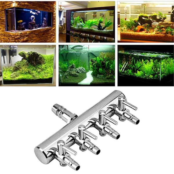 Luftkontrolventil til akvarium, luftventil til fisketank, rustfrit metal 4 heads