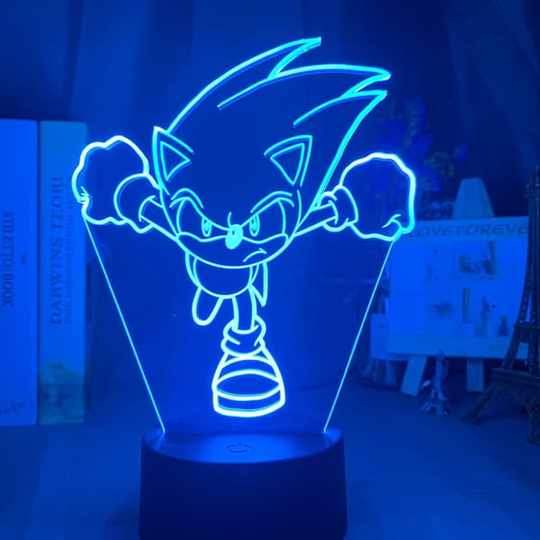 Sonic 3D Night Light LED Färgglada färgskiftande Black Base + Controller YX11