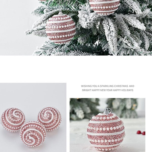 Bitar Glitter Julgran Dekor Set, 8 mm Glitter bollar för julgranar Bröllopsfest Holiday Dekor (rosa)
