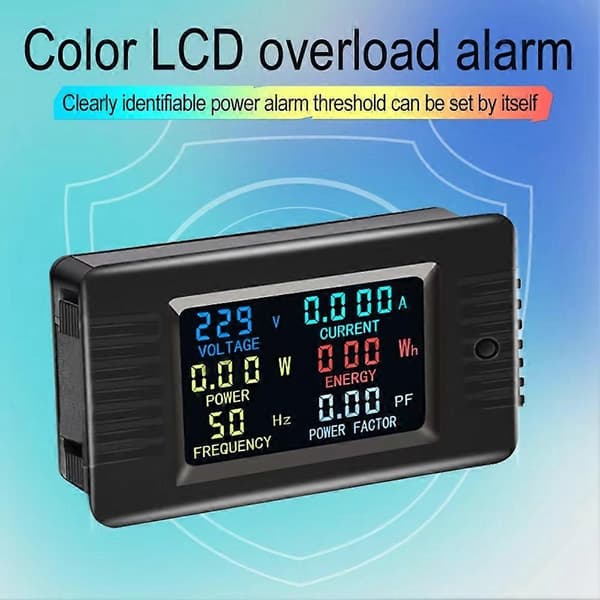 PZEM-022- Enfaset AC Volt Amp Meter Farveskærm Frekvens Effektfaktor Wattmeter Strømmåler 100A med Spole CT