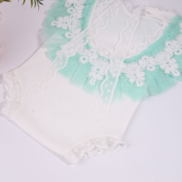 Nyfødt fotorekvisit Bowknot Pandebånd & Blonde Jumpsuit Baby Tøj Hovedbeklædning Ærmeløs Romper til nyfødte