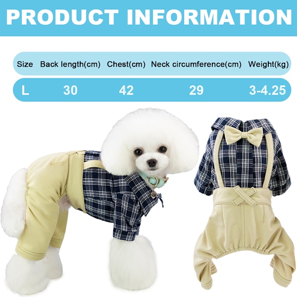 Husdjurskläder Hundskjortor Randig Overall Jumpsuit med Khaki L
