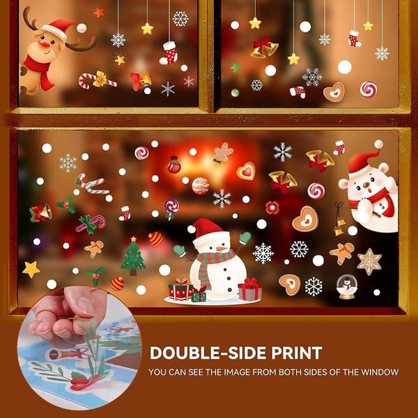 Christmas Window Clings Santa Snowflake Snowman Elk (242PCS)