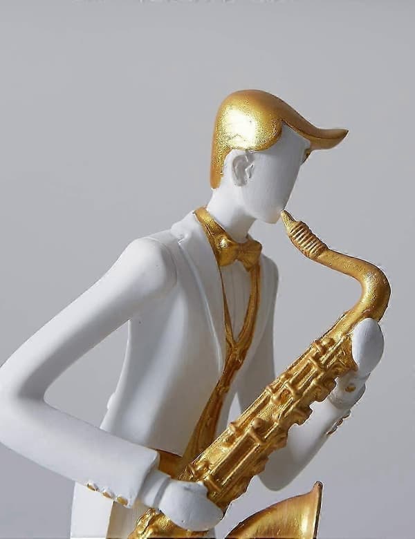 Kunstmusikerfigur Skulptur Musikkstatue Dekor Harpiks Piano Gave 26cmsaksofon