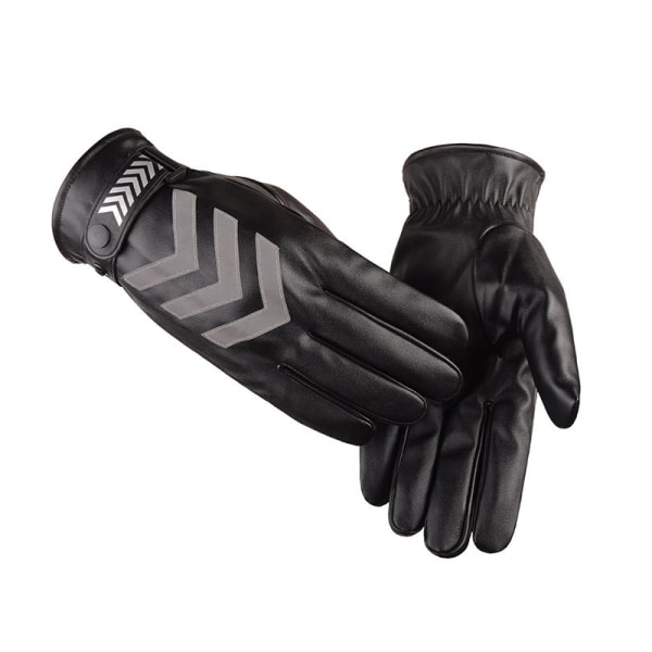 Vinter Herr PU Läder Vante Håller Varm Vindtät Outdoor Reflec Black