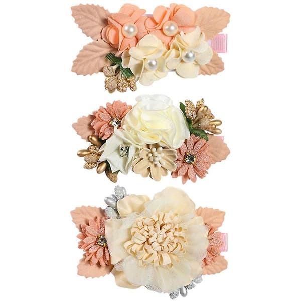 3st flickor blomma hårspännen, blommigt hår hårspänne