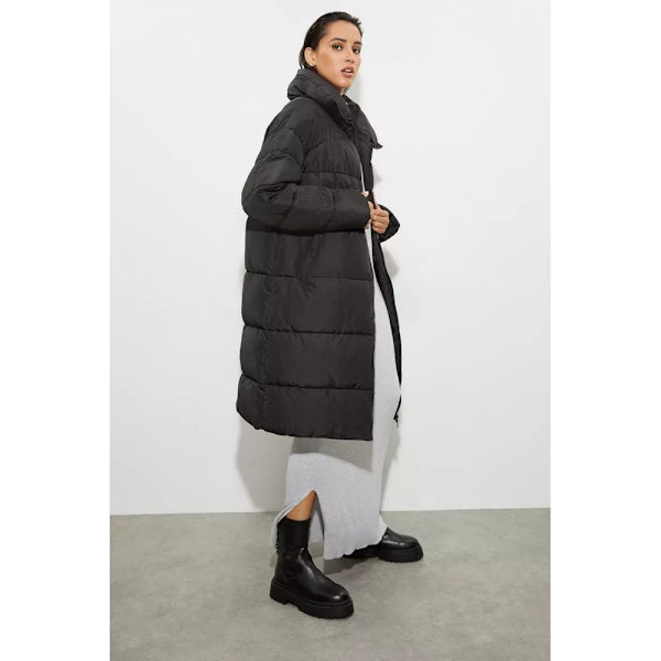 Dorothy Perkins Dam/Dam Vadderad lång lång kappa  Svart Black M
