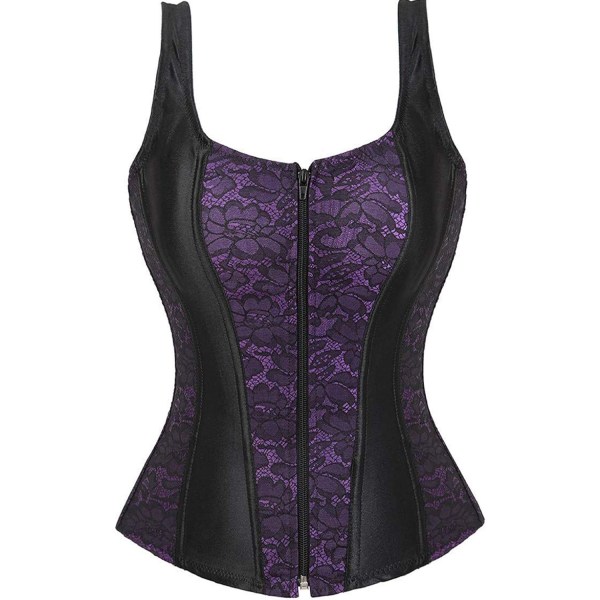 Korsetter för kvinnor Overbust Bustier Top Gothic Sexy Shoulder Purple 2928 3XL