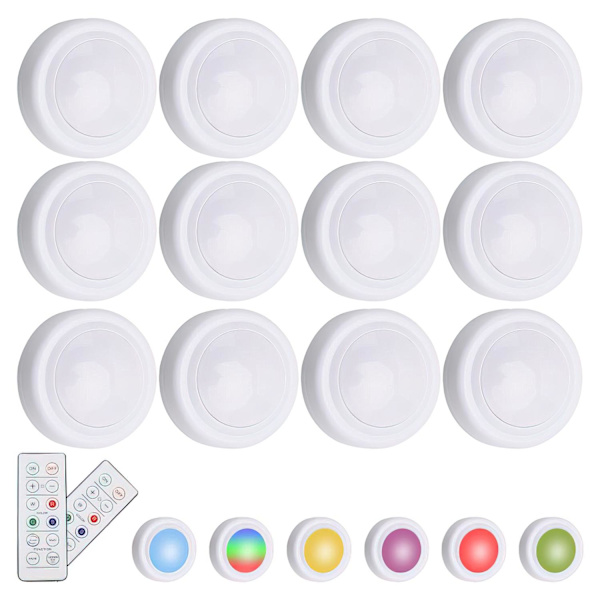 - LED-Spotlights med Fjernkontroller - Trådløs MultiColor 12-Pack
