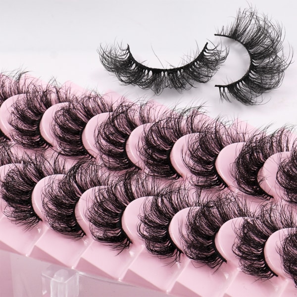 10 Par Mink Øyevipper 3D Mink Vipper Tykke Håndlagde Helstripe Vipper Cruelty-Free Mink Vipper Løsvipper Sminke D
