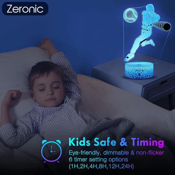 Baseballpresenter, Baseball Player Night Light, Baseball Lampa m