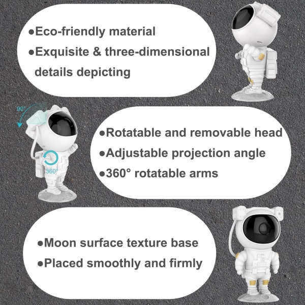 Astronaut Star Sky projektionslampe, med timer, natlys