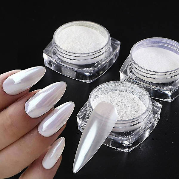 Spegel Nagelpulver Pigment Pärla Vit Gnidning På Nail art Glitter Dust Krom Aurora Blå Manikyr Holografiska dekorationer TrzyZY03 Blå