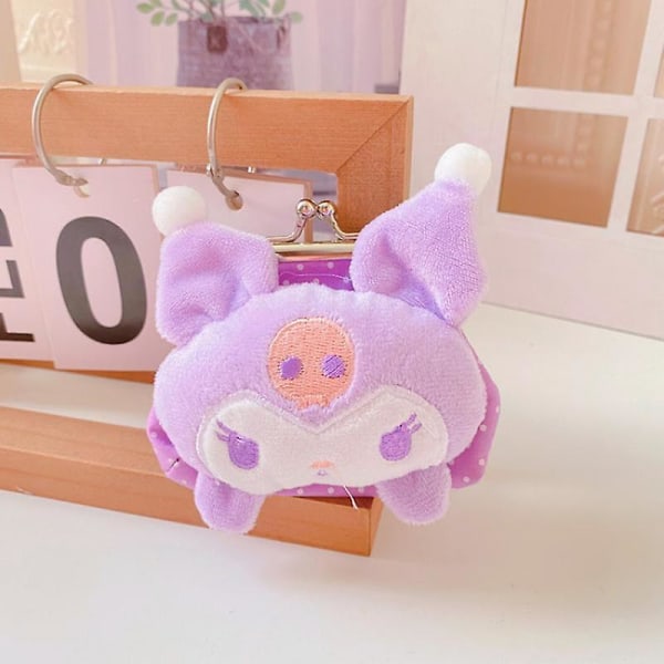 9 cm Kawaii Sanrios Kuromi My Melody Sarjakuvamainen Kolmiulotteinen Muoto Kolikkokukkaro Pehmo Nukke Säilytyslaukku Mini Lukittava Laukku 9X7CM Cinnamoroll