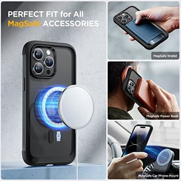 Miracase Glass Series Designad för iPhone 14 Pro Max Case 6,7 tum, [2023 Upgrade] Bumper Case med inbyggd 9H härdat glas Scr Black-B