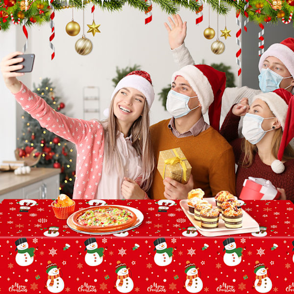 Christmas Snowman bursdagsfest engangsbord 137*274cm