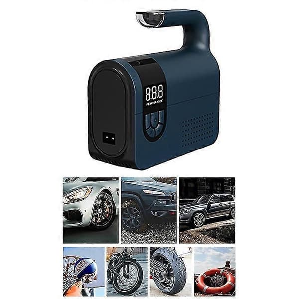 Däckpump för bil 12V DC Bärbar luftkompressor för bildäck med LED-ljus Digital luftpump F