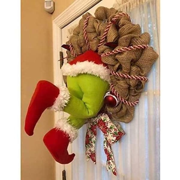 Grinchkrans julesløyfe stjålet julekrans