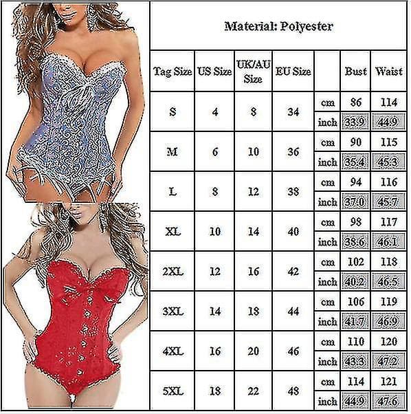 Dam Retro Lace Up Bened Overbust Corset Bustier Bodyshaper hapewear Tops-C_h Blue S